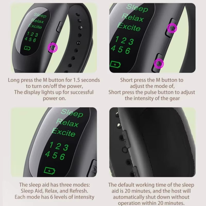 Micro-Current Intelligent Sleep Aid Stress Reduction Sleeping Apparatus Wearable Therapy Watch Sleeping Device Improve Anxiety