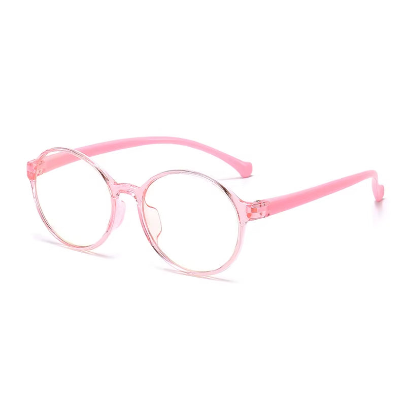 Children's Round Silicone Anti-Blue Light Glasses with Custom Myopic Prescription for Boys and Girls
