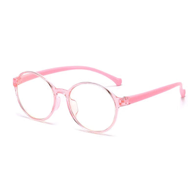 Children's Round Silicone Anti-Blue Light Glasses with Custom Myopic Prescription for Boys and Girls