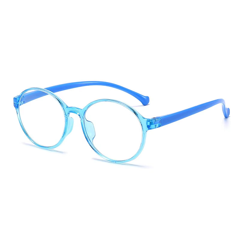 Children's Round Silicone Anti-Blue Light Glasses with Custom Myopic Prescription for Boys and Girls