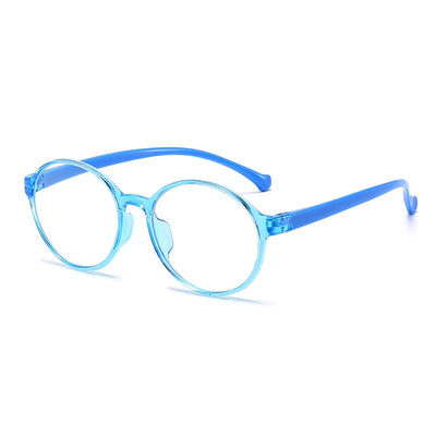 Children's Round Silicone Anti-Blue Light Glasses with Custom Myopic Prescription for Boys and Girls