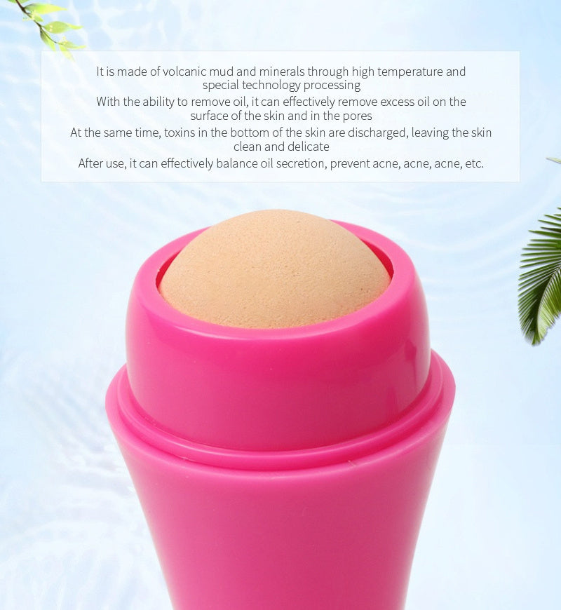 Natural Porous Volcanic Stone Oil-control Rolling Roller Makeup Face Care Tools Removable For Facial Cleaning Oil Absorption
