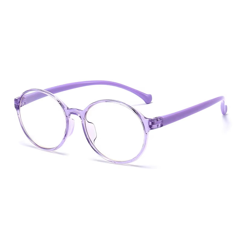 Children's Round Silicone Anti-Blue Light Glasses with Custom Myopic Prescription for Boys and Girls