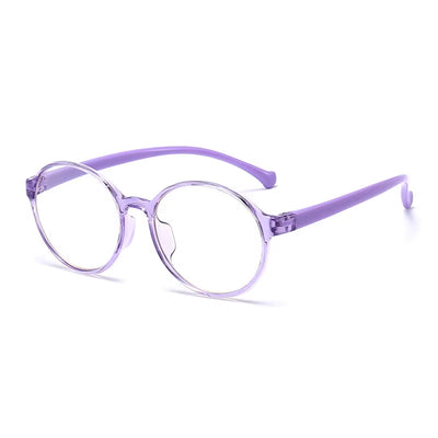Children's Round Silicone Anti-Blue Light Glasses with Custom Myopic Prescription for Boys and Girls