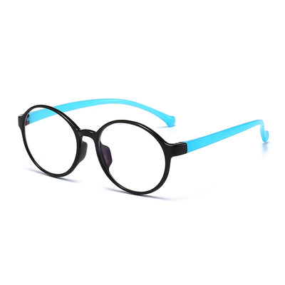 Children's Round Silicone Anti-Blue Light Glasses with Custom Myopic Prescription for Boys and Girls