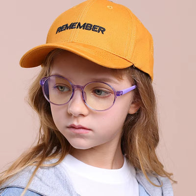 Children's Round Silicone Anti-Blue Light Glasses with Custom Myopic Prescription for Boys and Girls