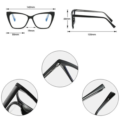 Oversized Cat Eye Blue Light Glasses - Blue Light Non Prescription Glasses, Blue Light Glasses Women, Blue Light Blocking Glasses