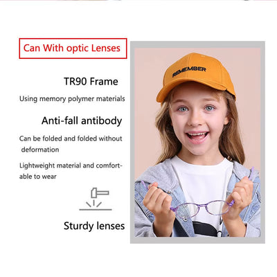 Children's Round Silicone Anti-Blue Light Glasses with Custom Myopic Prescription for Boys and Girls